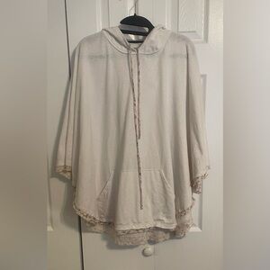 Easel White and Cream Poncho Hoodie
